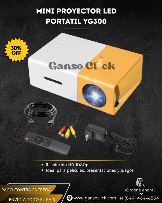 Mini Proyector LED Portátil YG300 | Relájate, desconecta y disfruta en pantalla grande