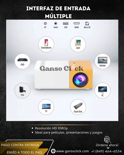 Mini Proyector LED Portátil YG300 | Relájate, desconecta y disfruta en pantalla grande