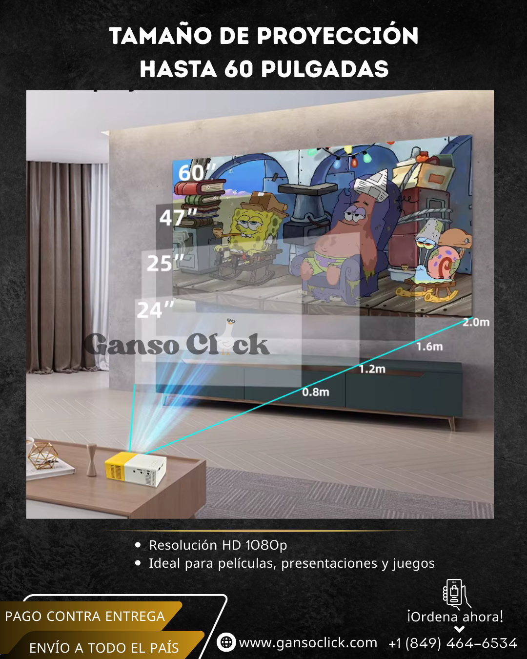 Mini Proyector LED Portátil YG300 | Relájate, desconecta y disfruta en pantalla grande