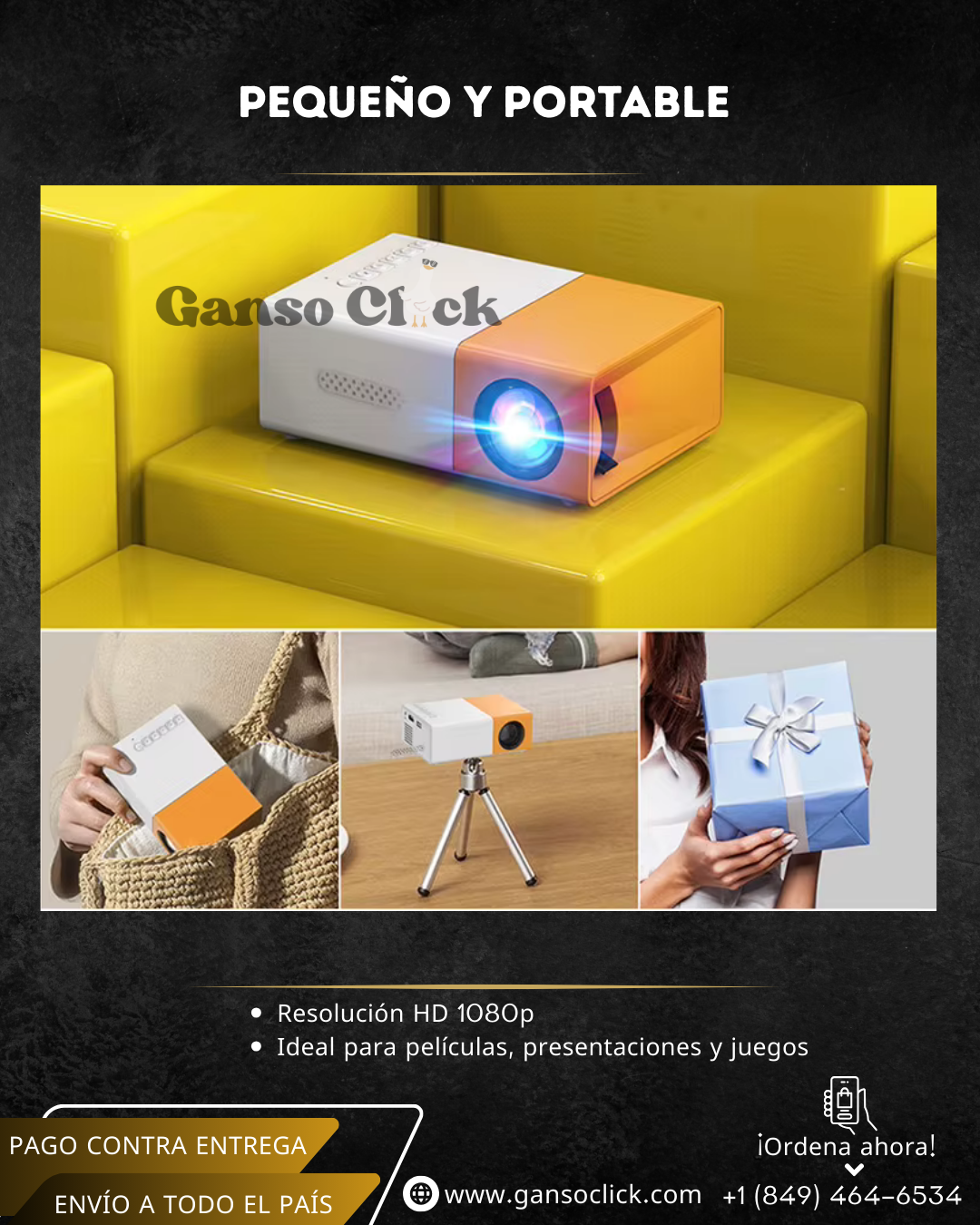 Mini Proyector LED Portátil YG300 | Relájate, desconecta y disfruta en pantalla grande