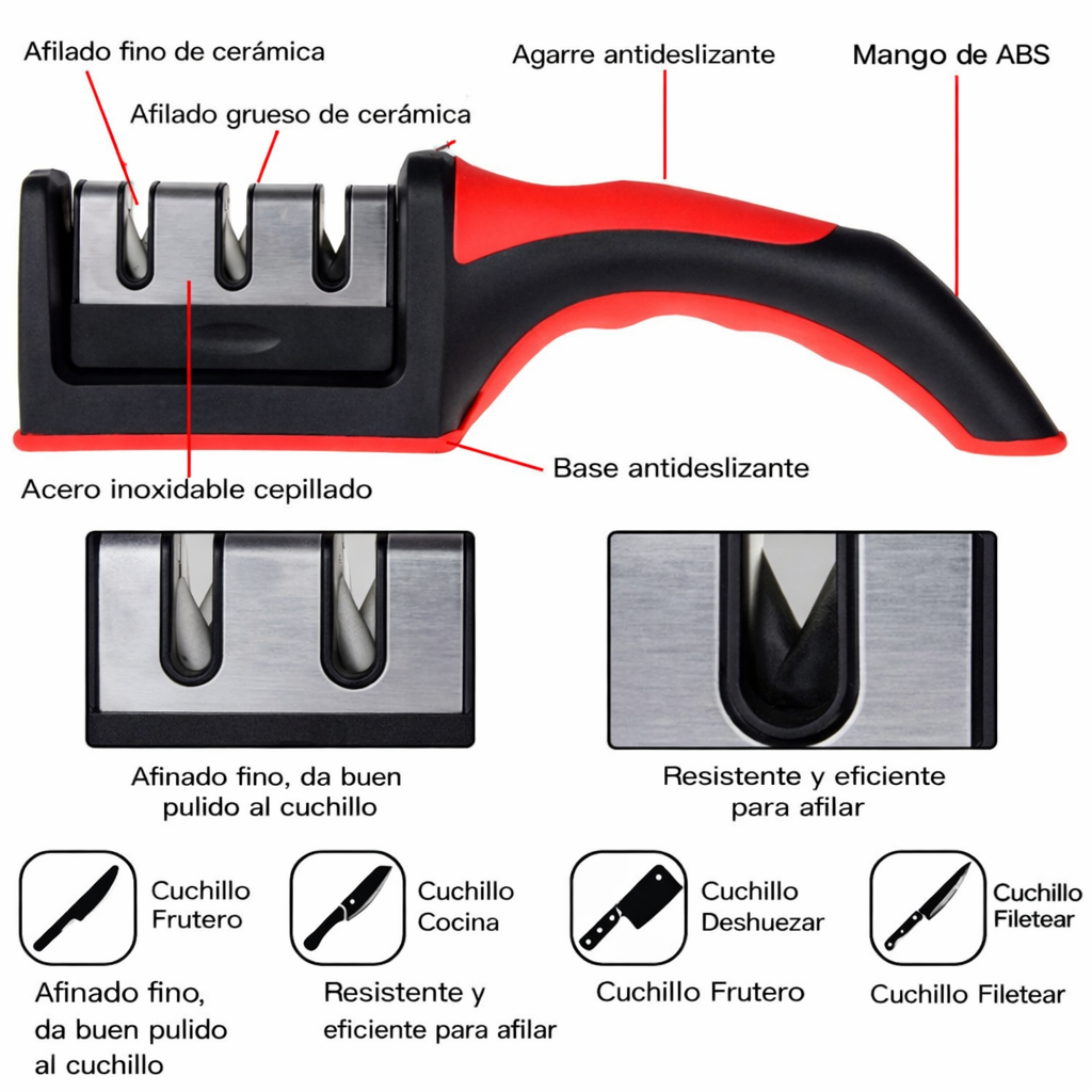 Afilador de Cuchillos Profesional - 3 Segmentos